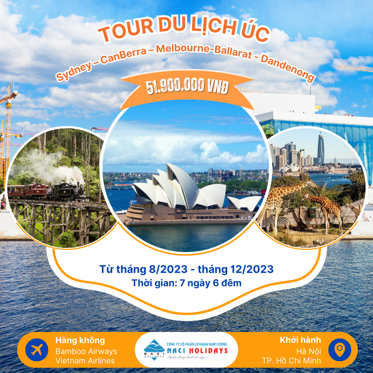 Tour Du Lịch Úc: Sydney – CanBerra – Melbourne-Ballarat - Dandenong