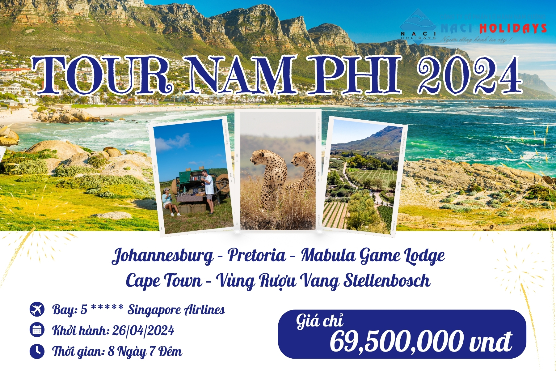 Chương Trình Du Lịch Nam Phi 2024: Johannesburg – Pretoria – Mabula Game Lodge –  Cape Town – Vùng Rượu Vang Stellenbosch